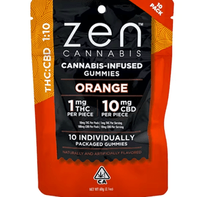 1:10 Orange 10mgTHC/100mgCBD 10 Pack Gummies 60.00 g