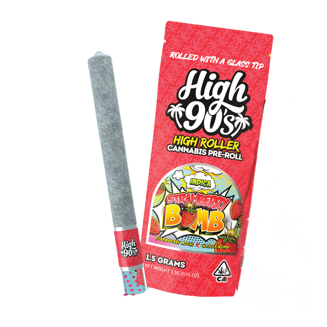 High 90s | Preroll | 1.5g | w/Glass Tip | Strawberry Bomb