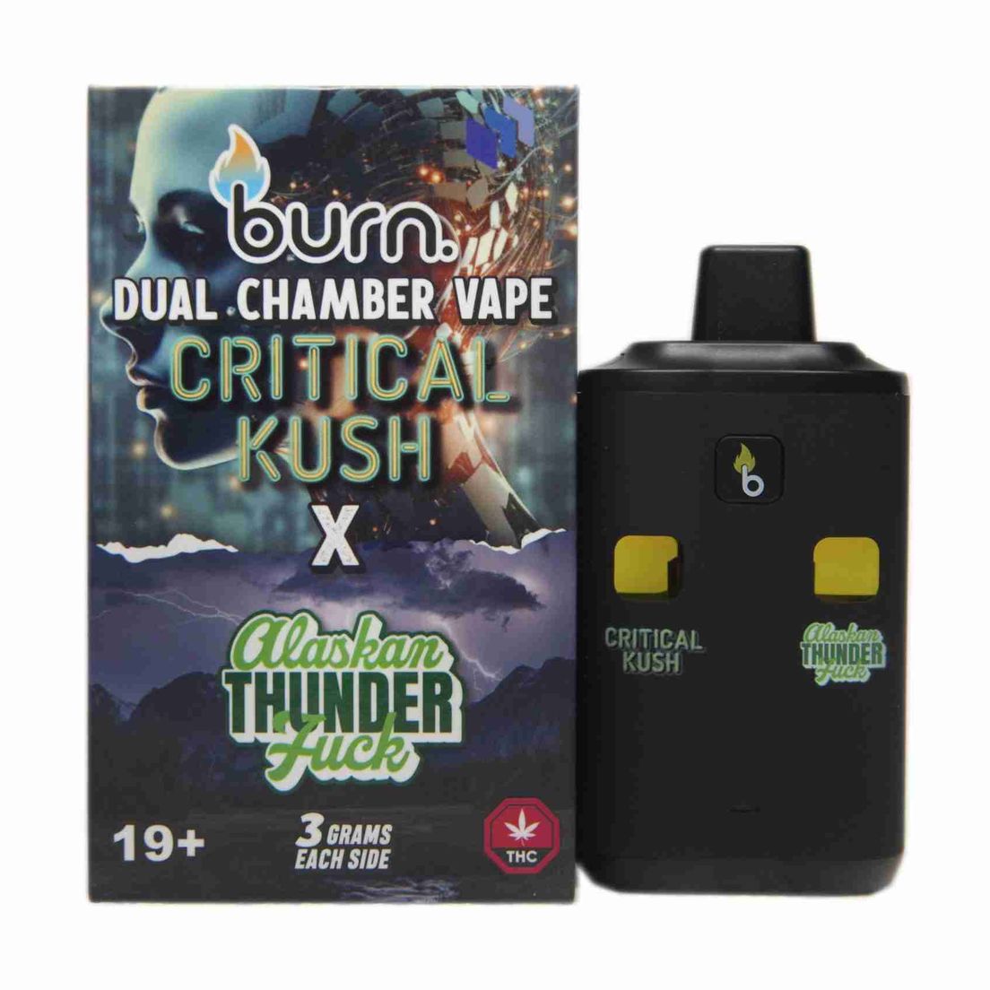 6 Gram Dual Chamber Burn Disposable – Critical Kush + Alaskan Thunder Fuck (3+3 Gram)