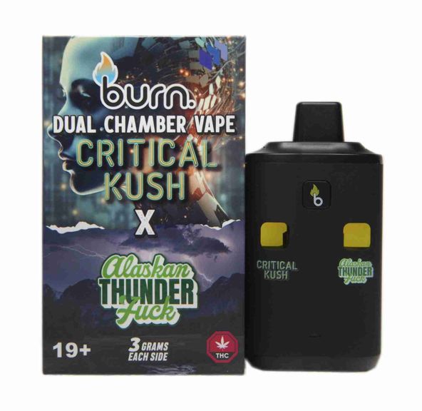 6 Gram Dual Chamber Burn Disposable – Critical Kush + Alaskan Thunder Fuck (3+3 Gram)