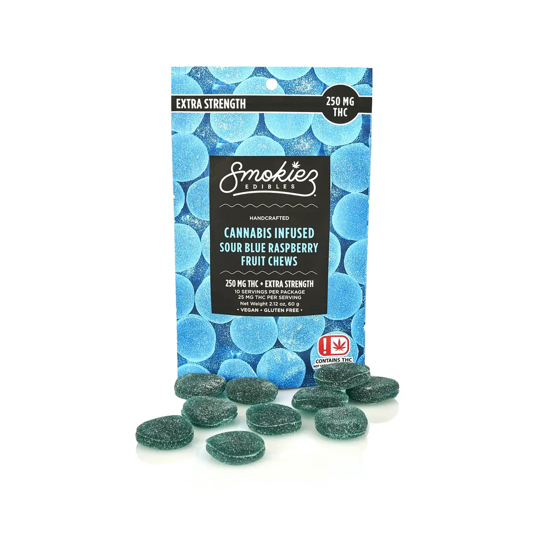 Blue Raspberry Fruit Chews - 250 mg THC - OK 60.00 g