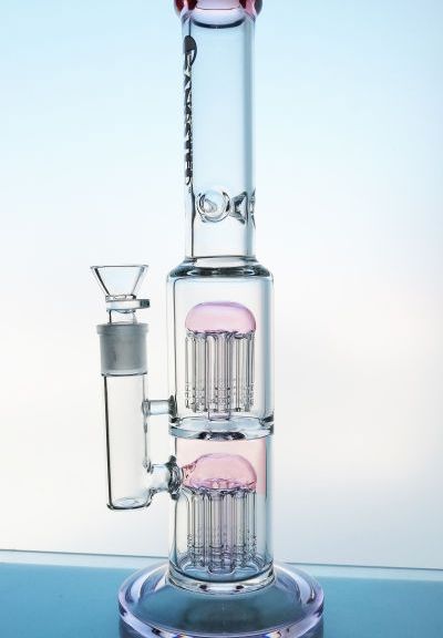 14" BONG WITH DUAL 8 ARM PERC PINK