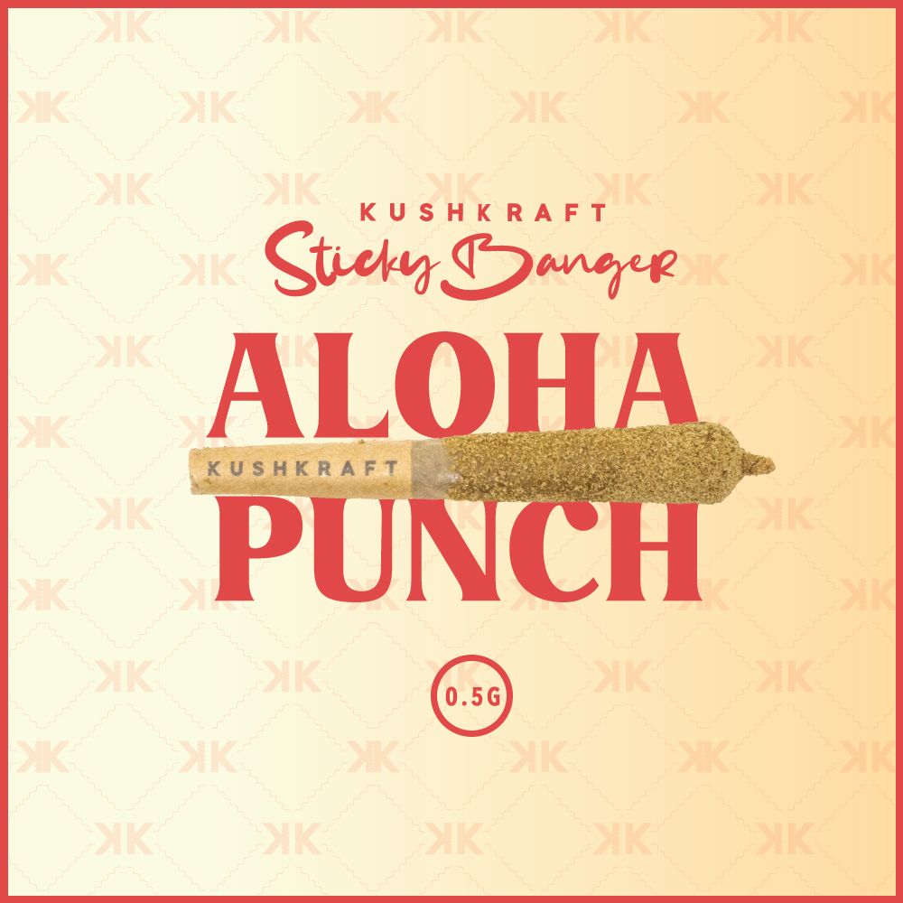 1 x 0.5g Infused Sticky Banger Pre-Roll Hybrid Aloha Punch by KushKraft