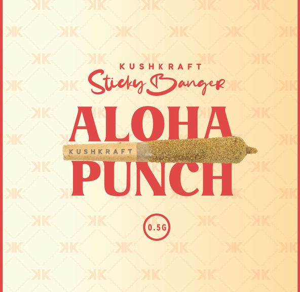 1 x 0.5g Infused Sticky Banger Pre-Roll Hybrid Aloha Punch by KushKraft