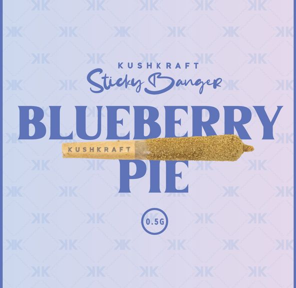 1 x 0.5g Infused Sticky Banger Pre-Roll Indica Blueberry Pie by KushKraft