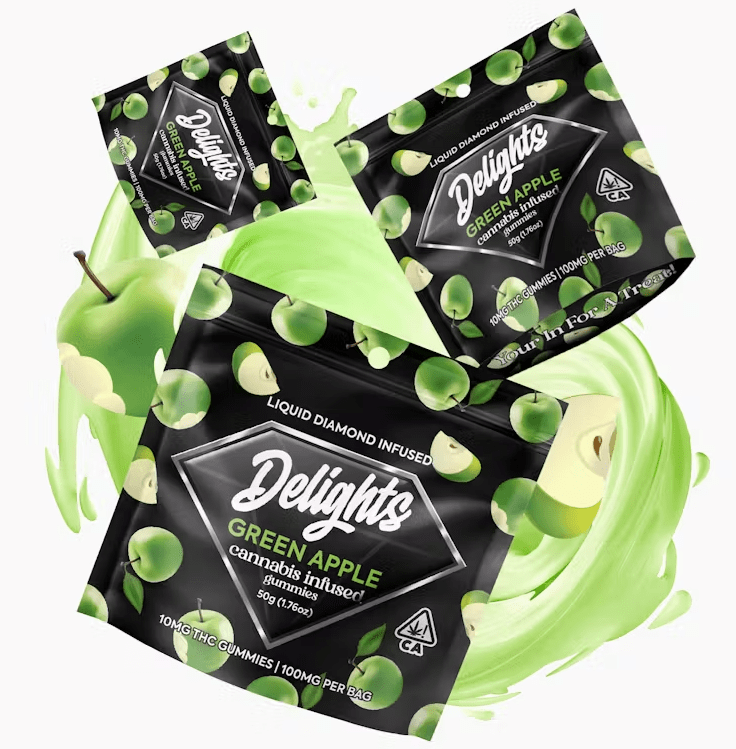 Delights - Green Apple Diamond Infused Gummies 100mg