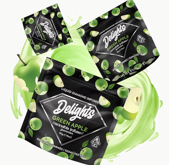 Delights - Green Apple Diamond Infused Gummies 100mg