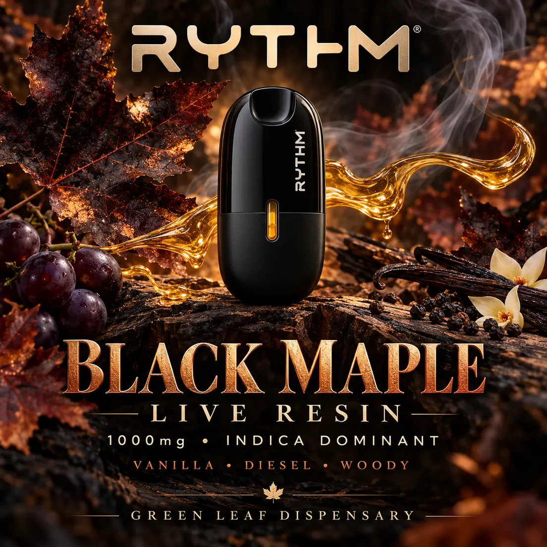 Black Maple Pen (Live Resin) 1000mg - Rythm (Indica Dominant)