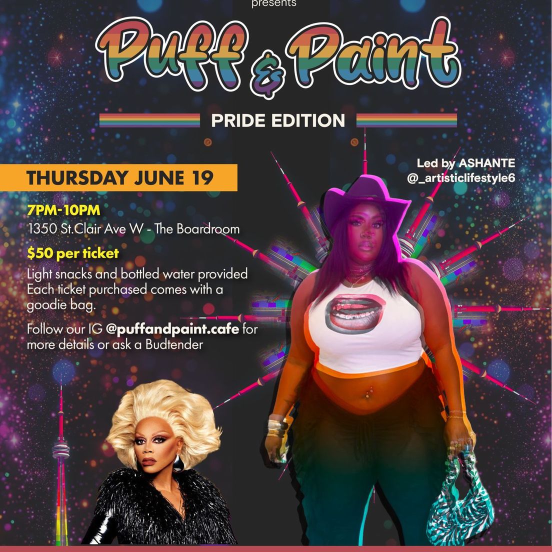 1 EVENT TICKET: Puff & Paint 7PM June 19 2025