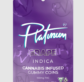 *Platinum - Gummy Coins - Live Resin 100mg - Indica - Grape Escape