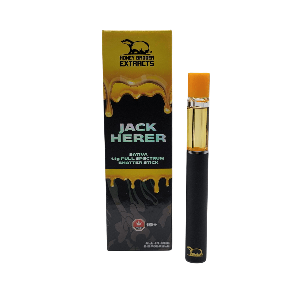 Jack Herer - 1.1G Disposable Shatter Pen by Honey Badger at CAFE on Harbord | Sweede Jack Herer - 1.1G Disposable Shatter Pen by Honey Badger at CAFE on Harbord | Sweede