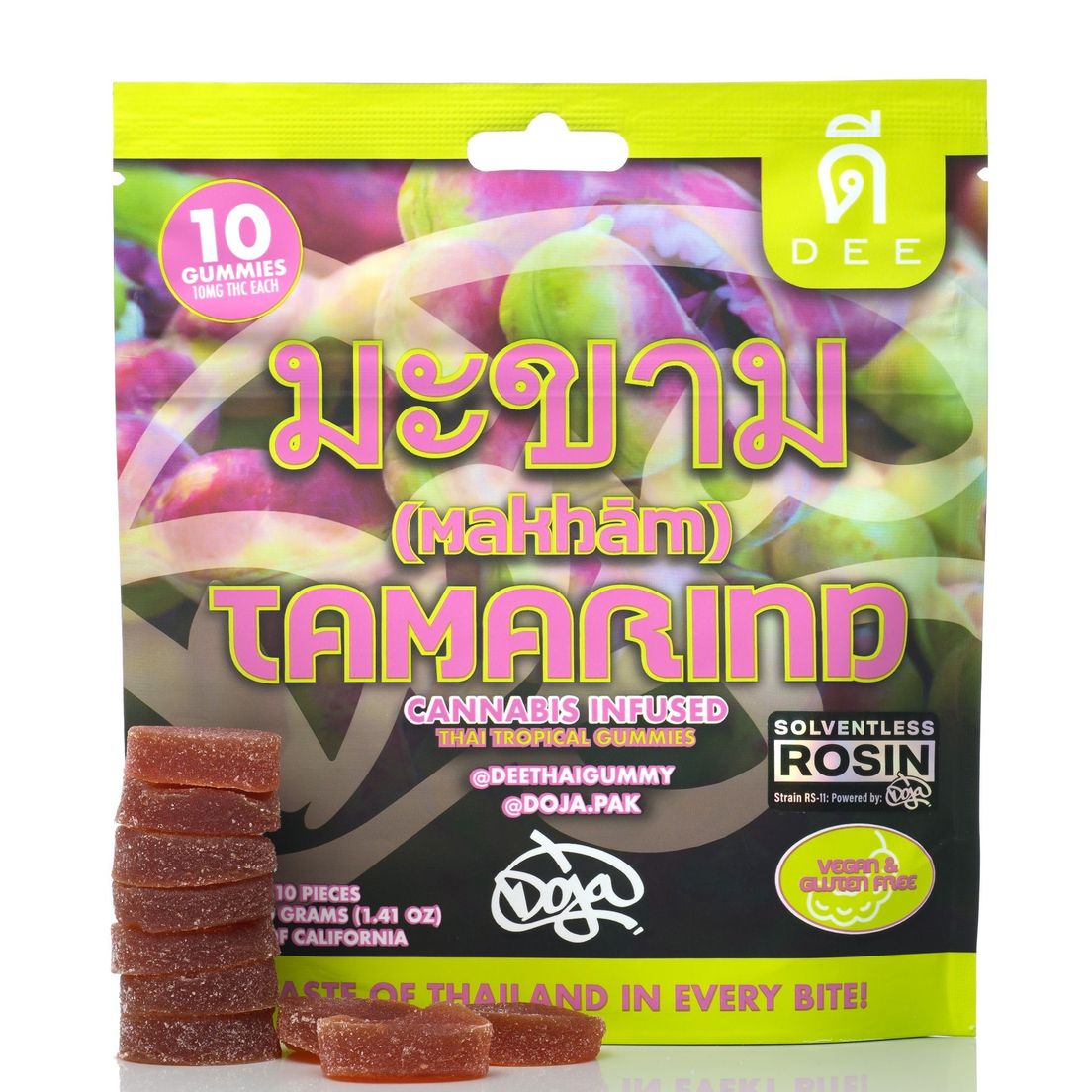 1. Dee Thai 100mg THC Solventless Rosin Gummies - Tamarind