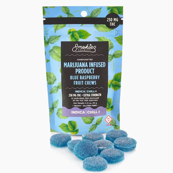 Indica Blue Raspberry Fruit Chews - 250mg