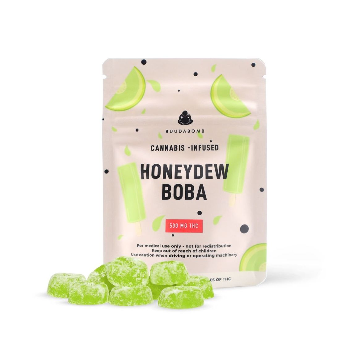BUUDABOMB HONEYDEW BOBA GUMMIES 500mg