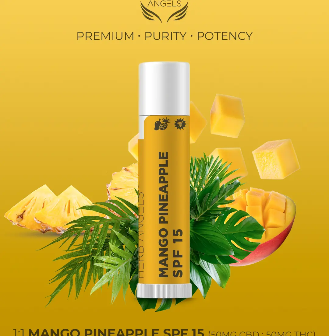 1:1 50mg CBD : 50mg THC Mango Pineapple SPF 15 Lip Balm by Herb Angels