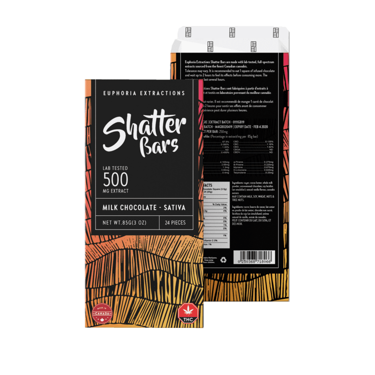 Euphoria Extract Shatter Bar Milk Chocolate Sativa 500mg