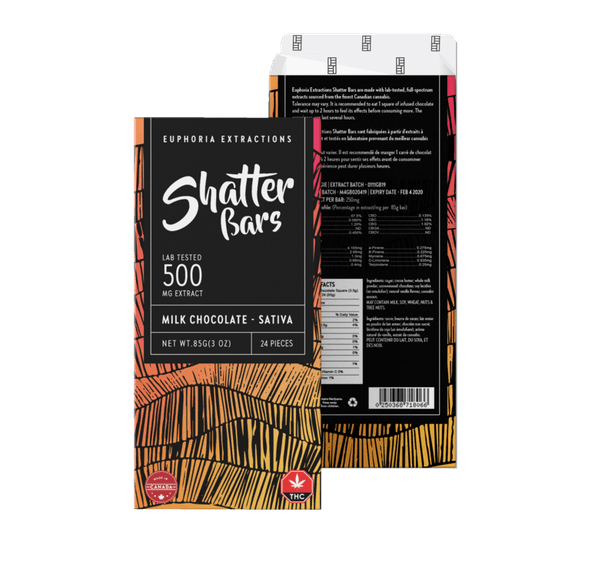 Euphoria Extract Shatter Bar Milk Chocolate Sativa 500mg