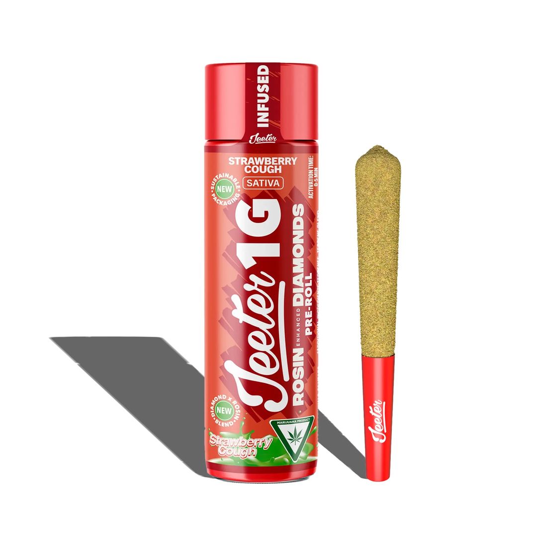 Jeeter- Strawberry Cough Rosin Enhanced Diamond Preroll 1g (H)