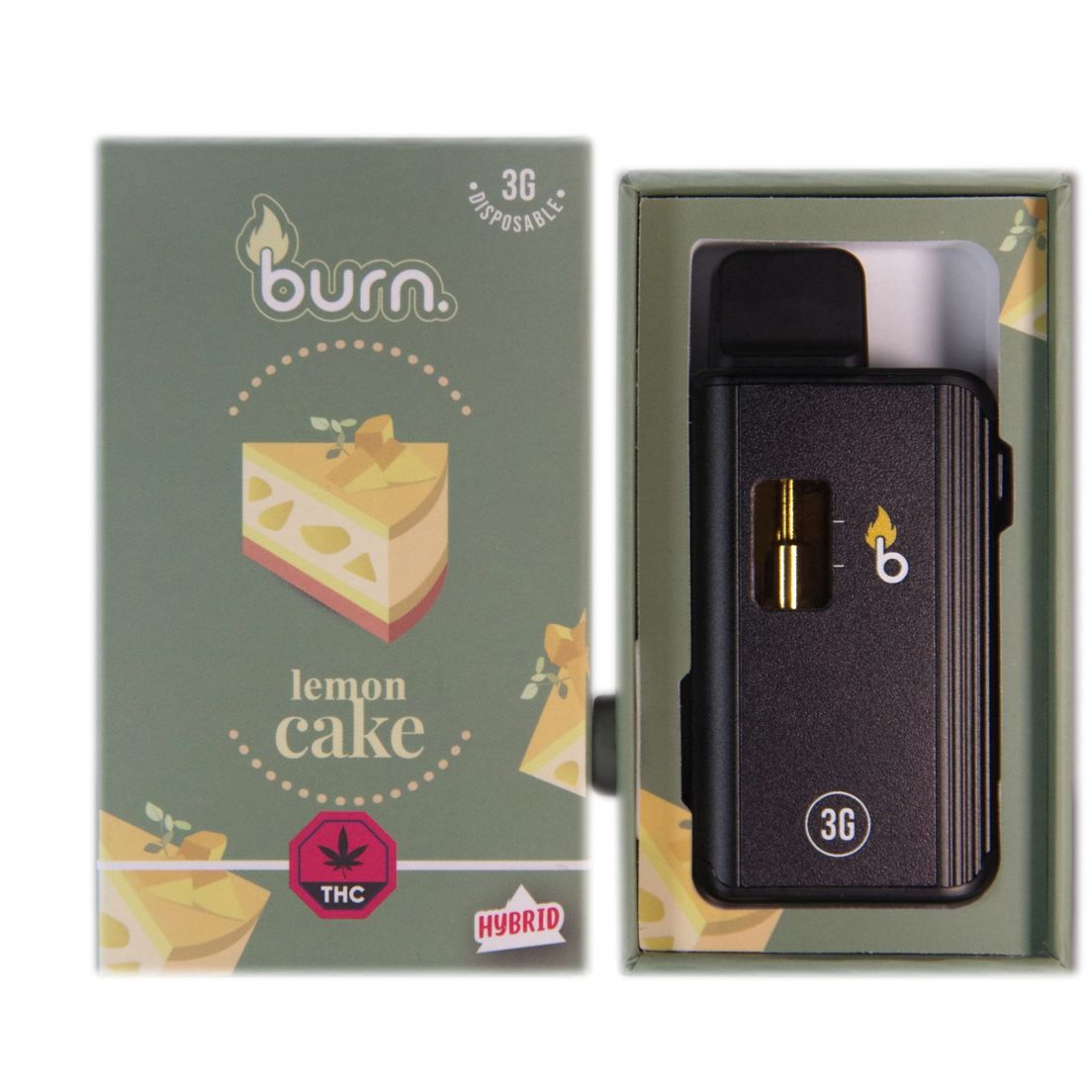 Burn Disposable Vapes – Lemon Cake (Sativa Dominant) (3 Gram)