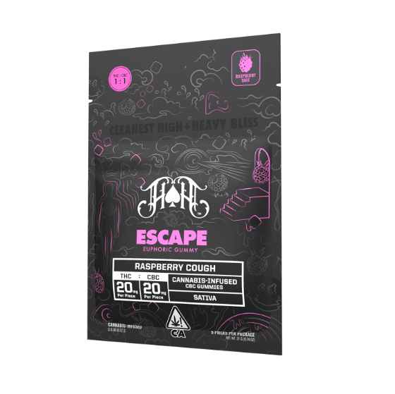 CBC Escape Bliss: Raspberry Cough Gummy (100mg THC/ 100mg) - Sativa
