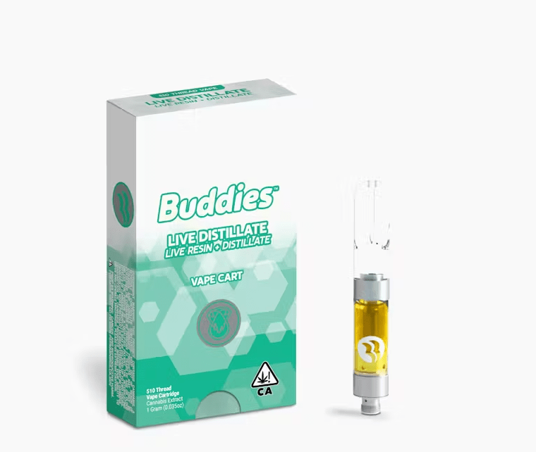 Buddies Brand - Durban Poison - Live Resin Distillate Vape Cart 1g