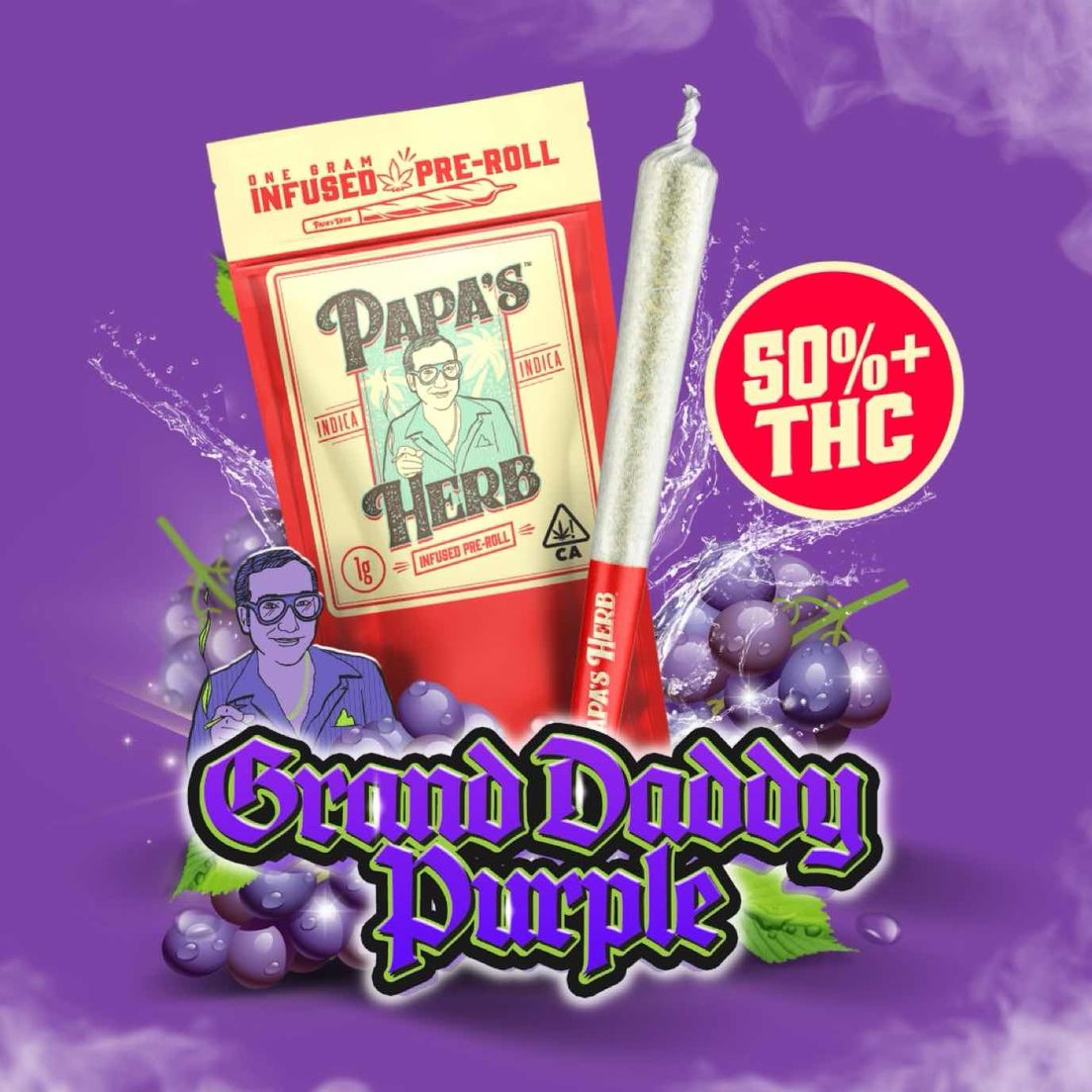 Papa's Herb - Grand Daddy Purp (1g) Infused Preroll 1g