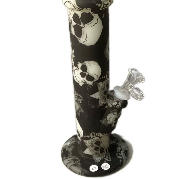 #11 Skull Print Silicone Glow In Thr Dark Bong
