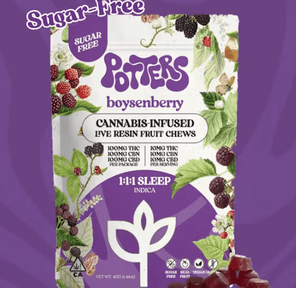 PRE-ORDER ONLY Potters - Boysenberry | Sugar Free | THC:CBD:CBN | Edibles | 10mg | 10pk - 40 g