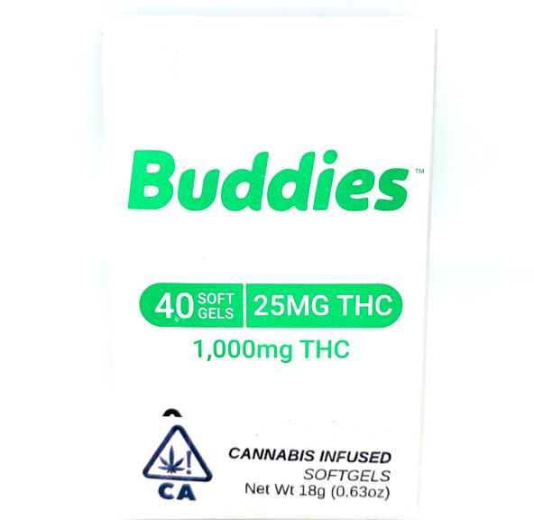 Buddies - THC 25mg Capsule 40pc - 1000mg