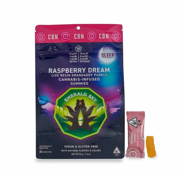 Emerald Sky - Sleep CBN Gummies - Raspberry Dream 100mg 42g