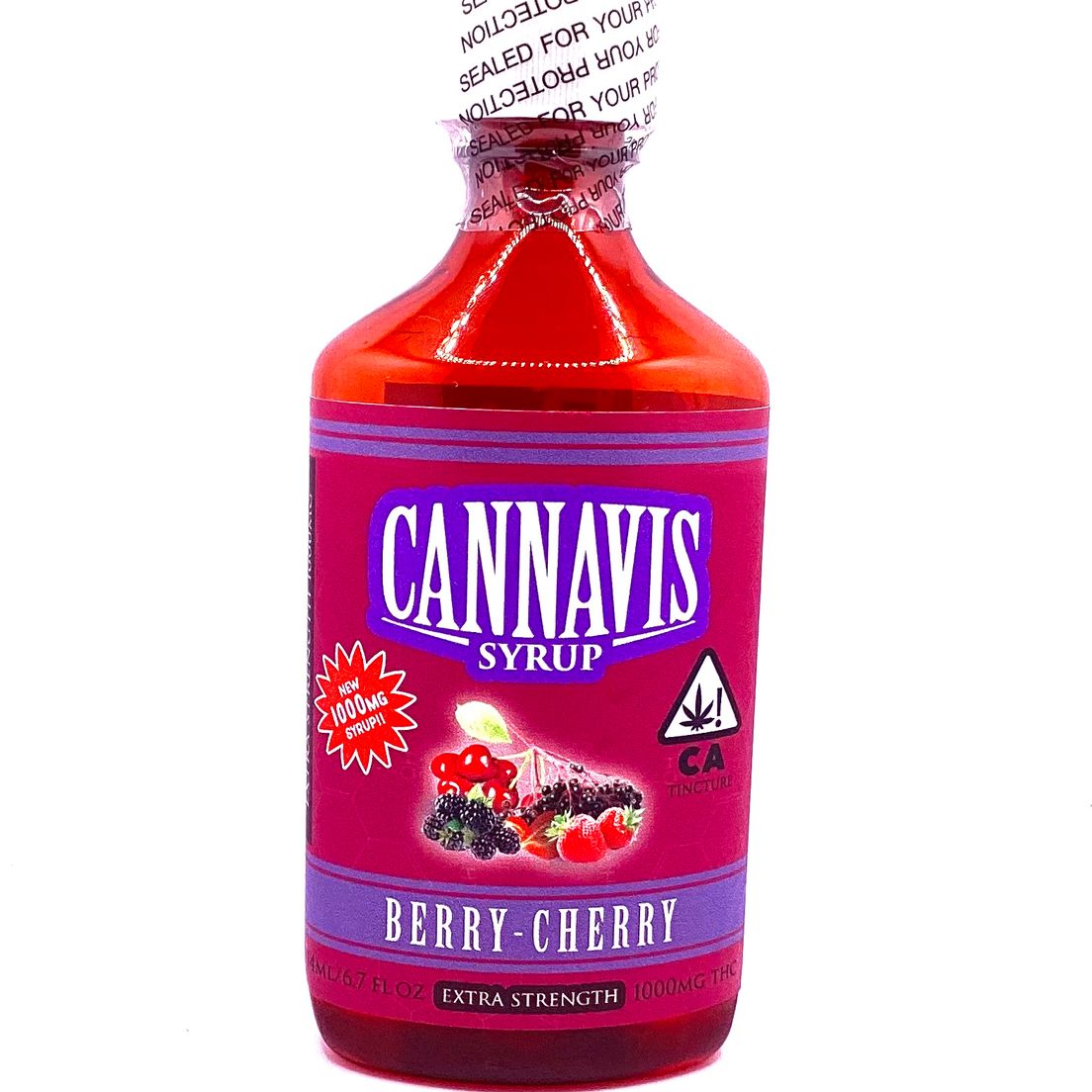 1,000mg Berry Cherry Extra Strength Syrup - Cannavis (6.7oz)