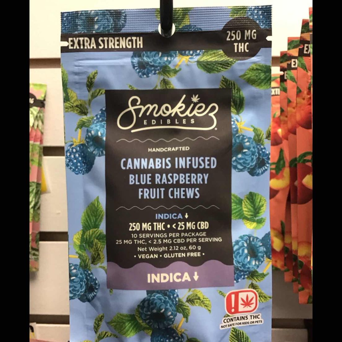 Sour Blue Raspberry Smokiez Indica Gummies 250mg