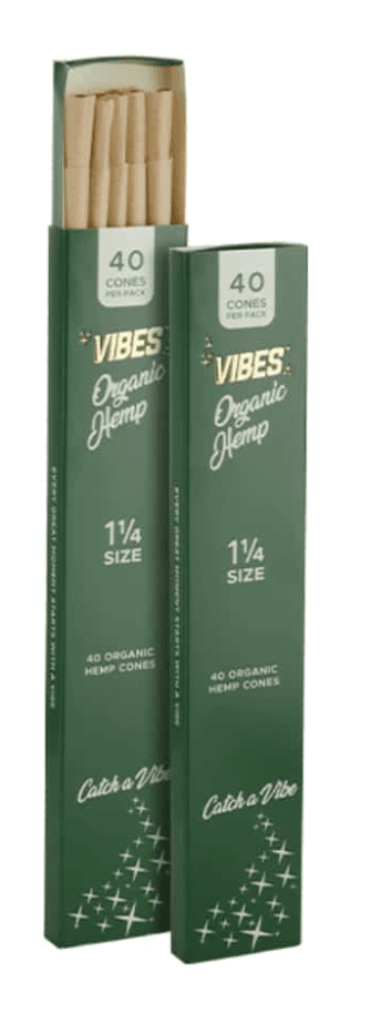 VIBES - 1.25" Size Cones - Single Pack 40 Cones - Organic Hemp