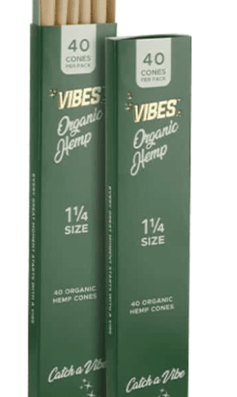 VIBES - 1.25" Size Cones - Single Pack 40 Cones - Organic Hemp