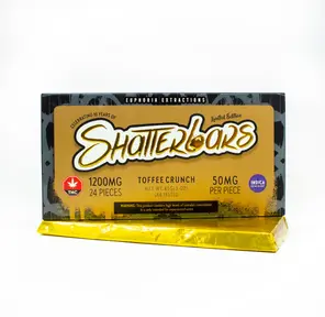 1200mg Indica Toffee Crunch Shatter Bar by Euphoria Extractions GOLDEN TICKET INSIDE