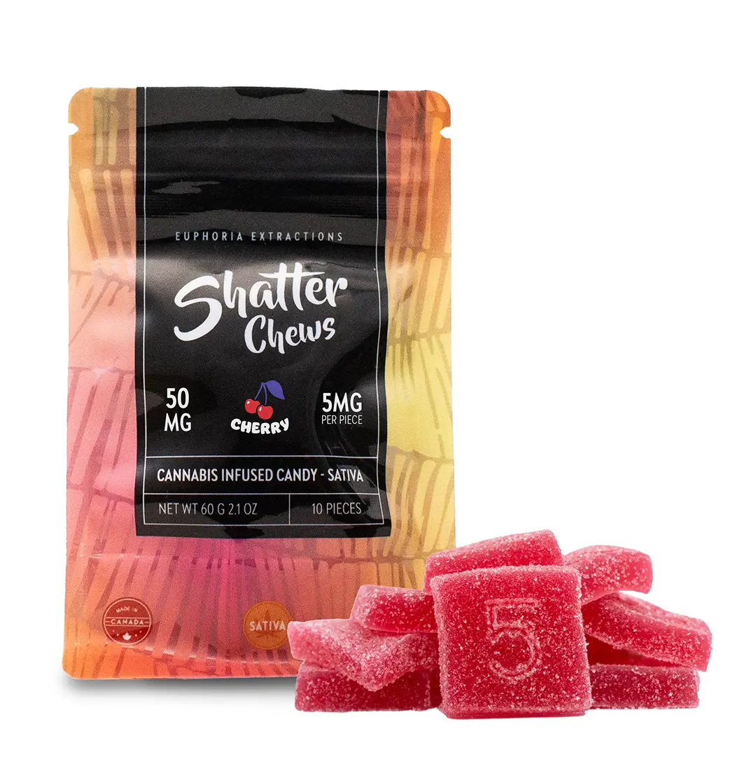 50mg Sativa Cherry Shatter Chews by Euphoria Extractions (5mg x10)