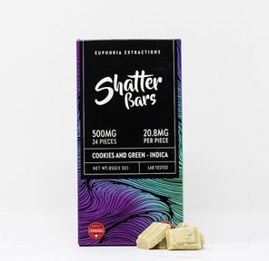 500mg Indica Cookies and Green Shatter Bar by Euphoria Extractions