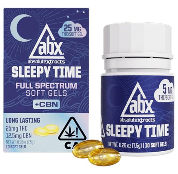 ABX Sleepy Time Solventless + CBN Soft Gels 25mg THC (30 capsules)