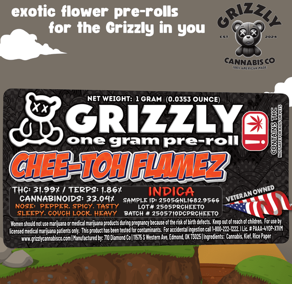 Grizzly 1G Pre Roll (Chee-Tah Flamez)