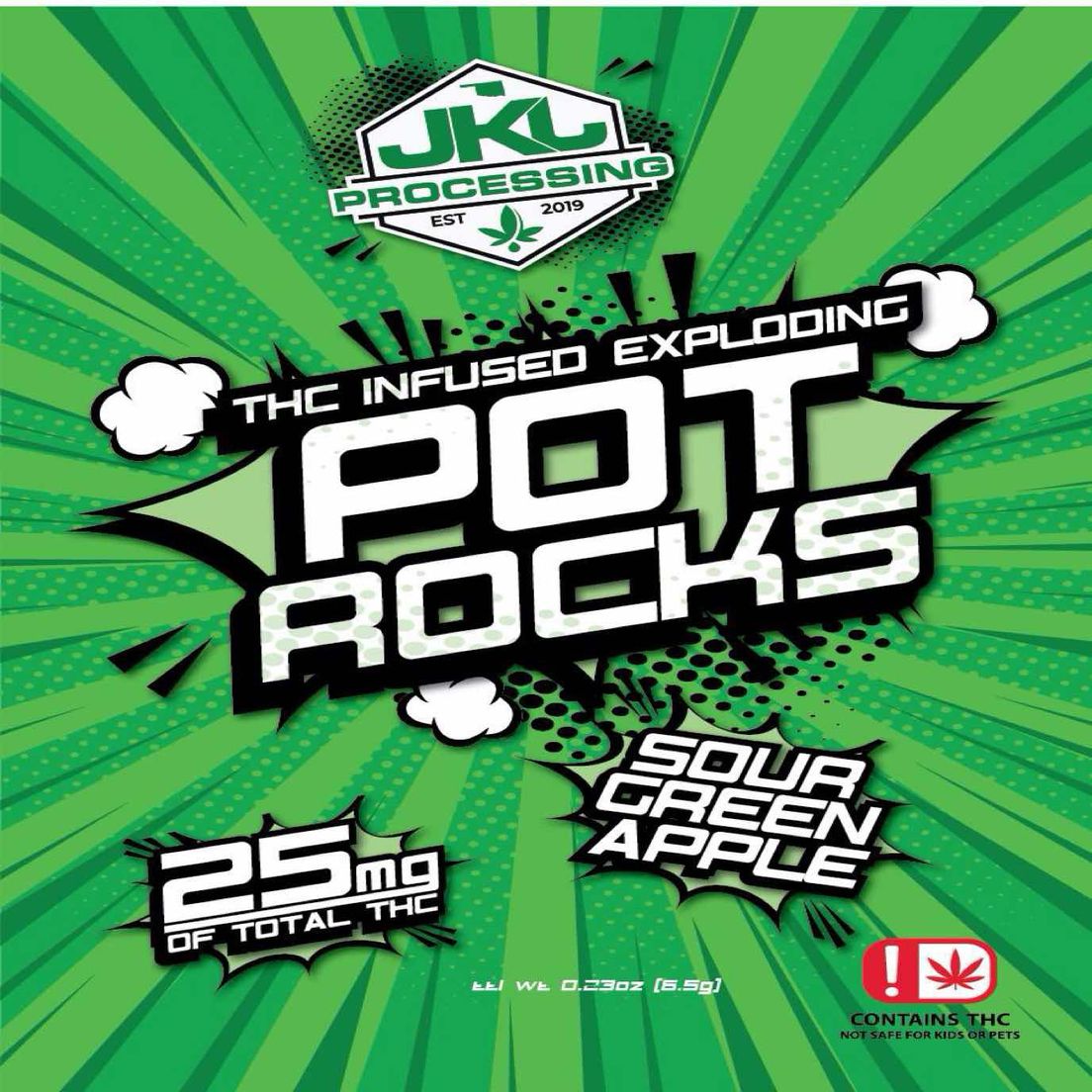 JKJ Pot Rocks Sour Green Apple 25mg