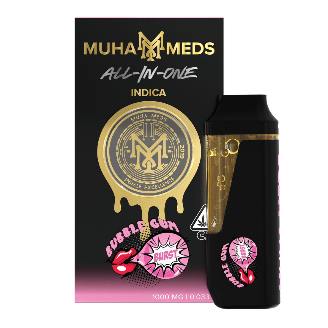 Muha | AIO Vape | 1g | Distillate | Bubble Gum