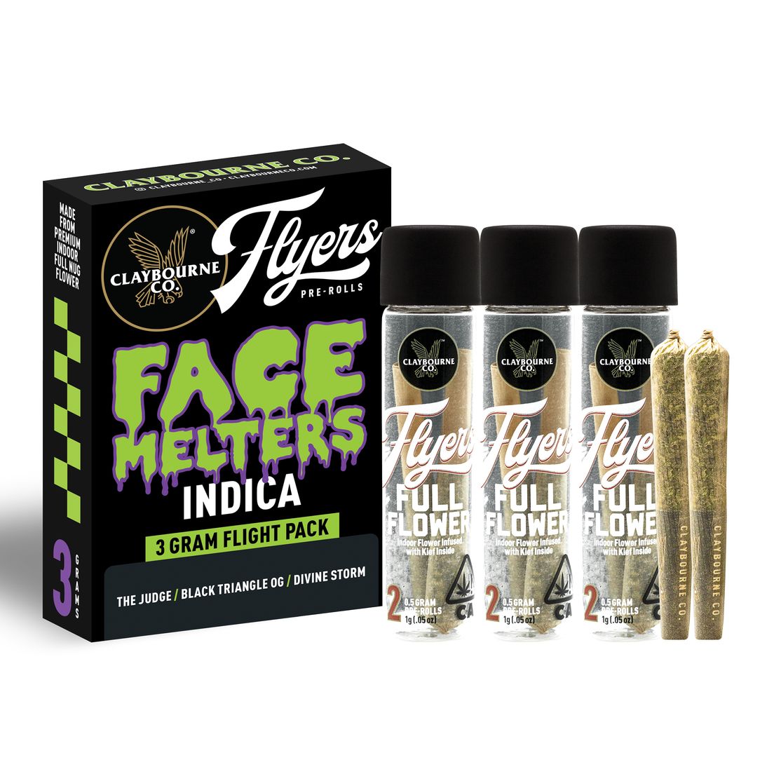 Claybourne Co. - Flyers Flight Packs - 3 Strains (x6) .5g Prerolls - 3g - Face Melters