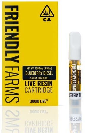 .5g Blueberry Diesel Live Resin Cartridge by Friendly Farms