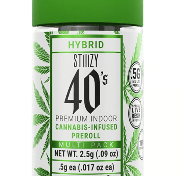 Stiiizy 40's - Infused Pre-rolls ( 5 pack ) - Pink Acai - THC: 47.30%