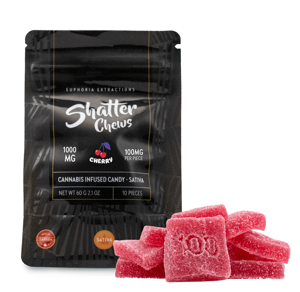 1000mg Sativa Cherry Shatter Chews by Euphoria Extractions (100mg x10)