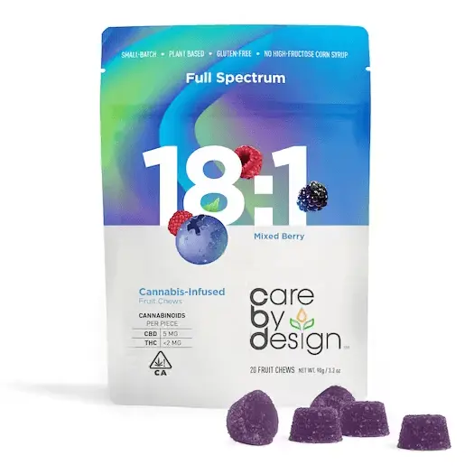 18:1 CBD Mixed Berry Gummies 2mg THC 20ct 90.00 g