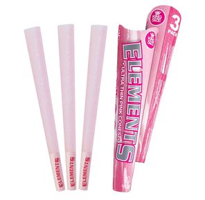 Elements - PINK King Size Ultra Thin Pre-Rolled Cones | 109mm - Pink Rice Paper