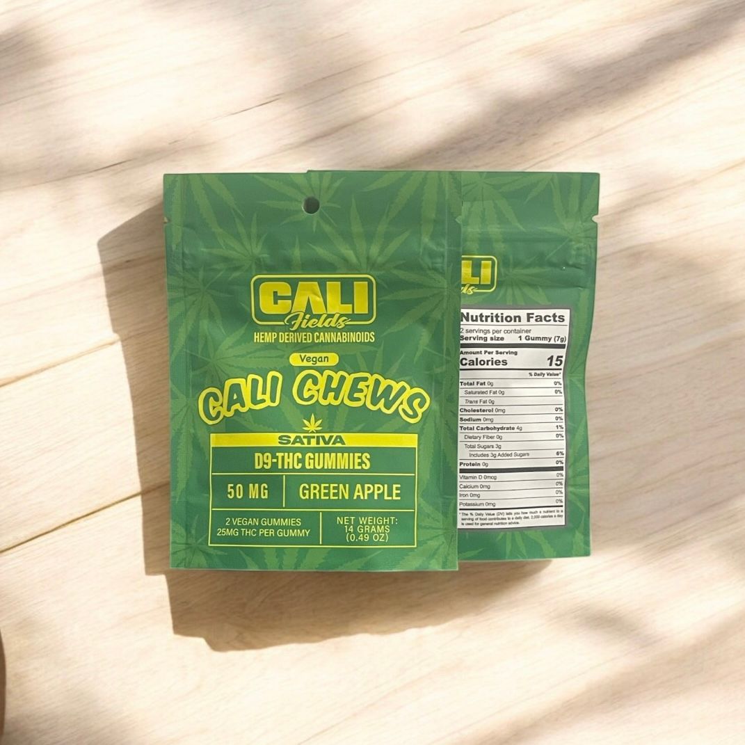CALI FIELD CHEWS GUMMIES 2PK 50MG - GREEN APPLE