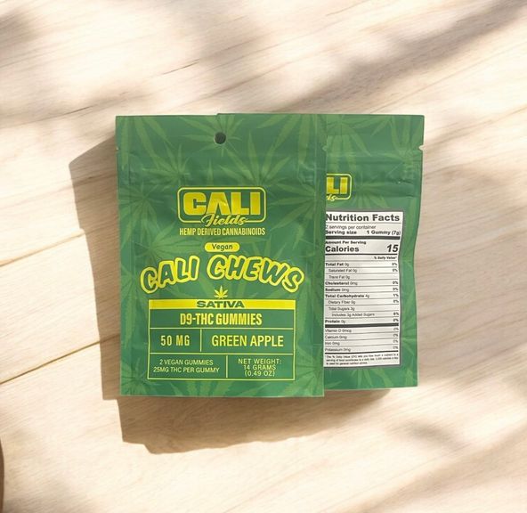 CALI FIELD CHEWS GUMMIES 2PK 50MG - GREEN APPLE