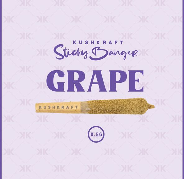 1 x 0.5g Infused Sticky Banger Pre-Roll Indica Grape by KushKraft